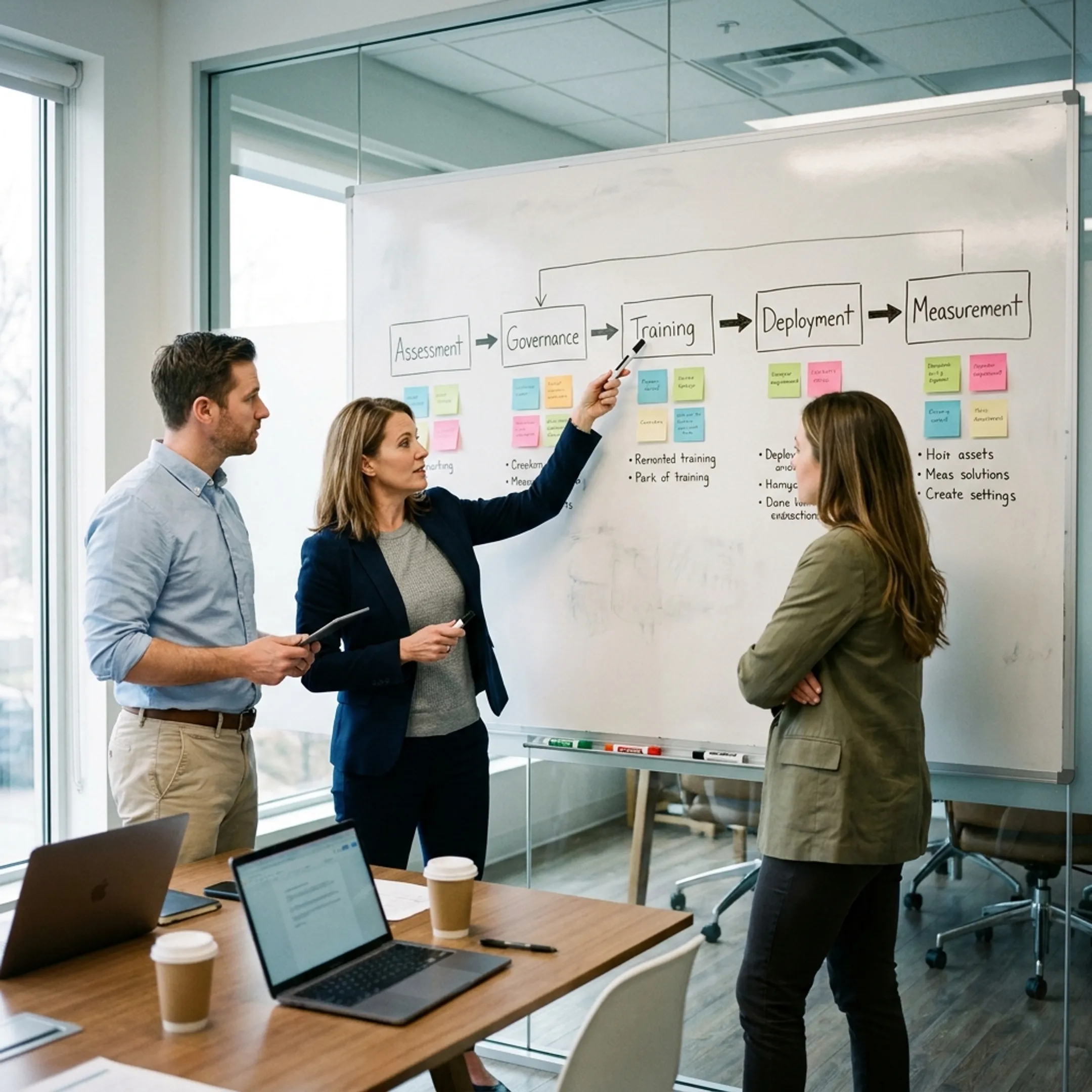 Consultants mapping an AI adoption process