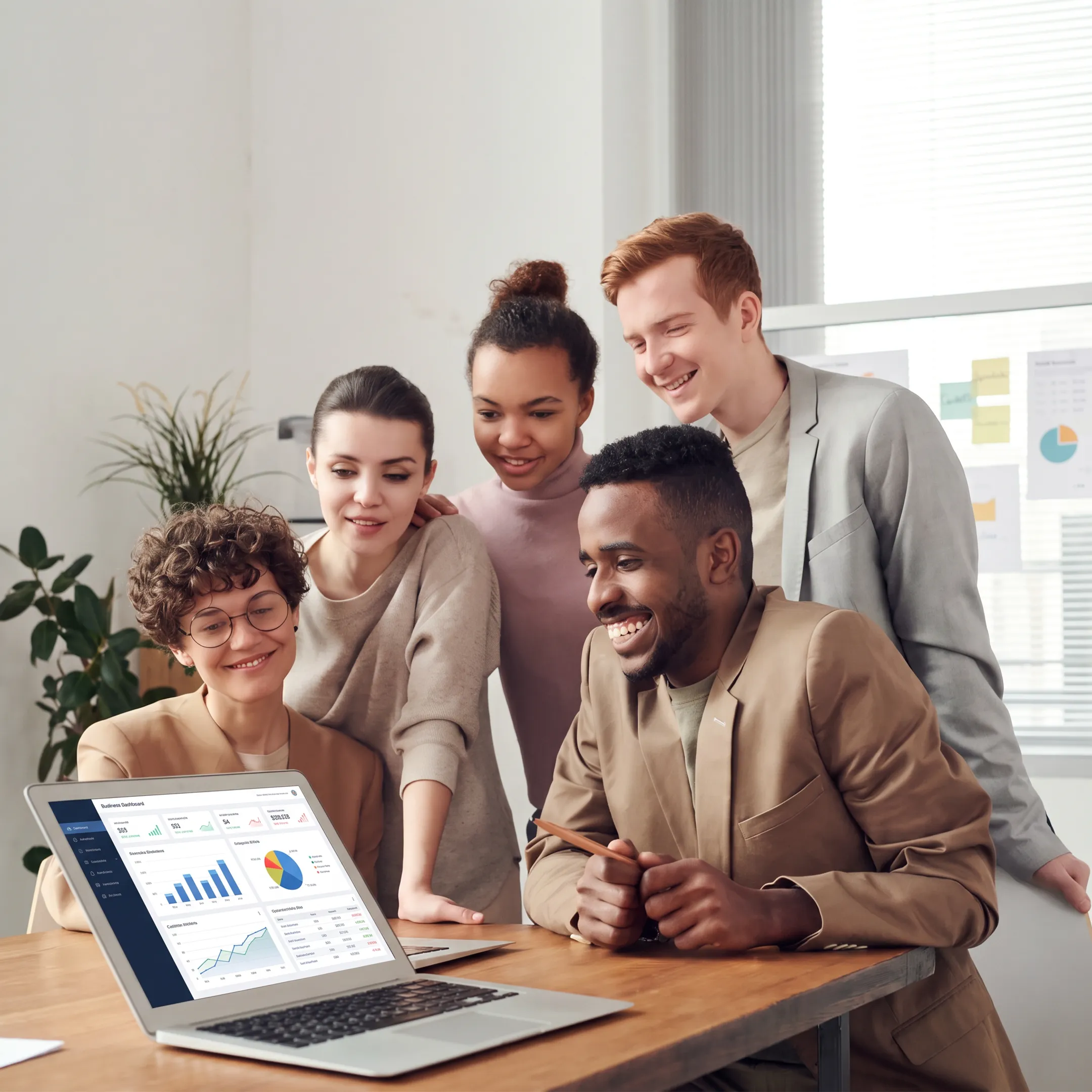 Small business leaders reviewing performance data