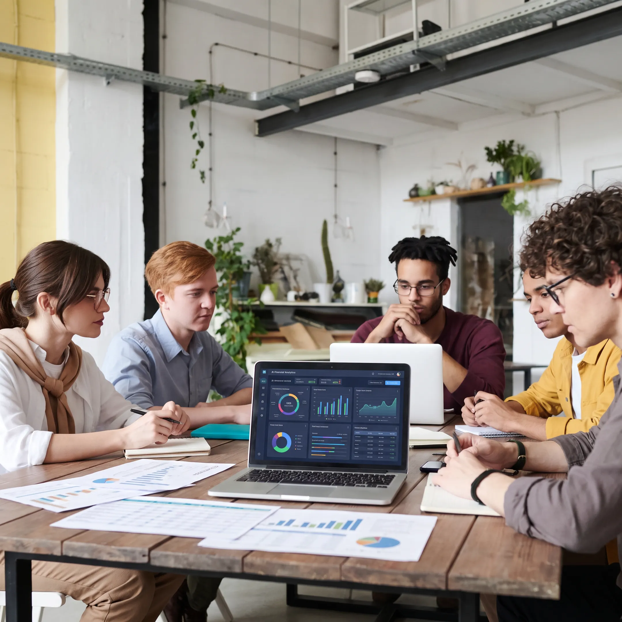Financial team reviewing AI performance insights