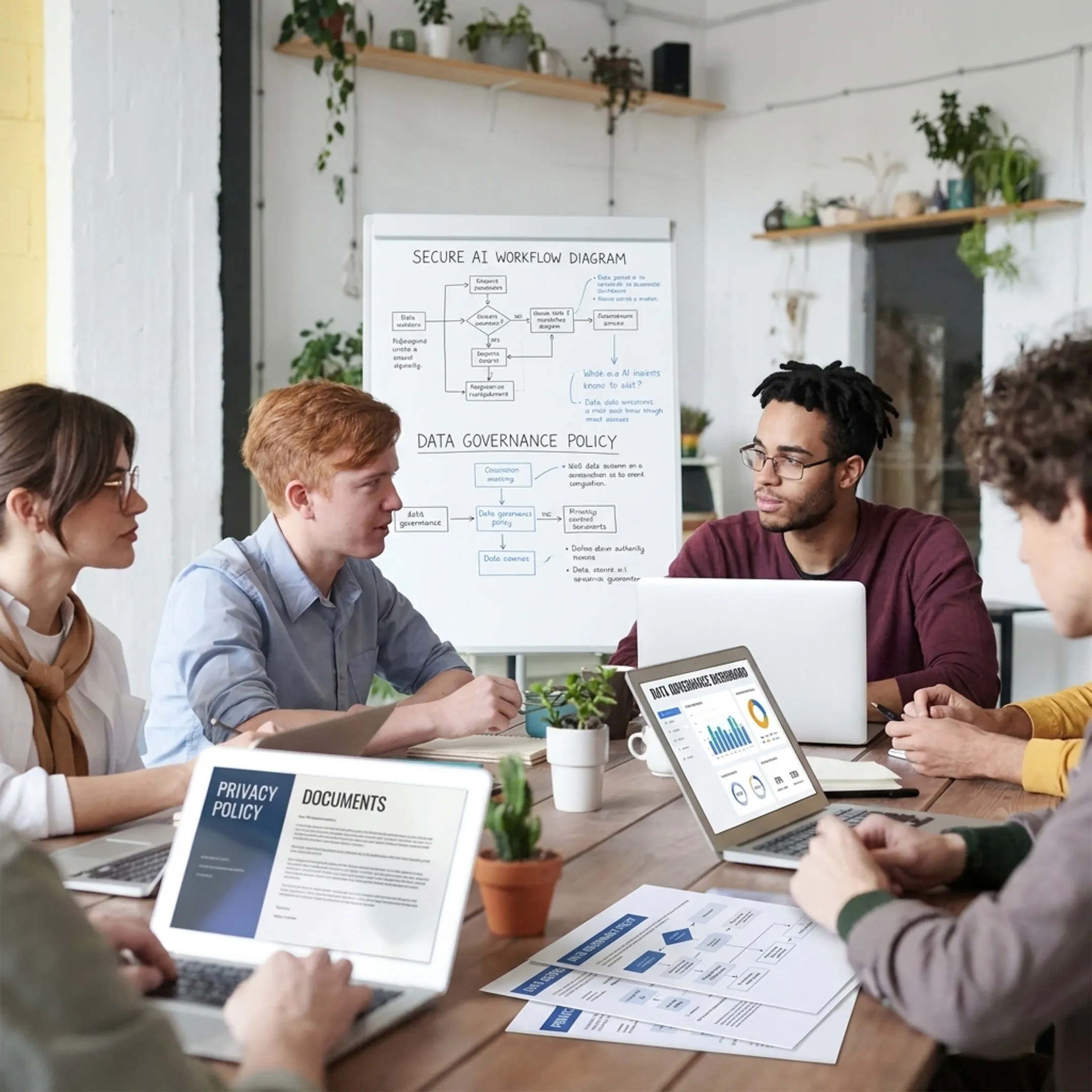 Consultants reviewing data privacy controls