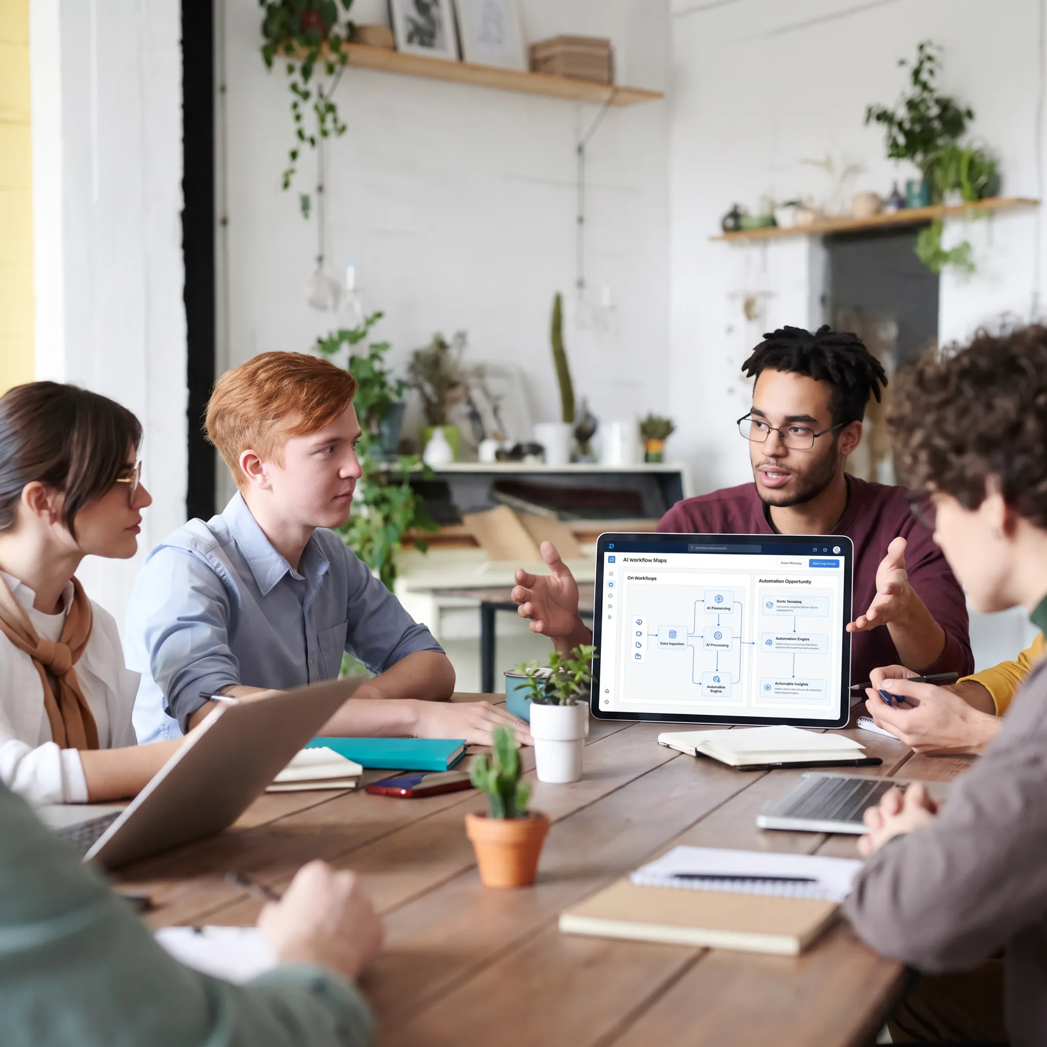 Business leaders reviewing an AI automation strategy
