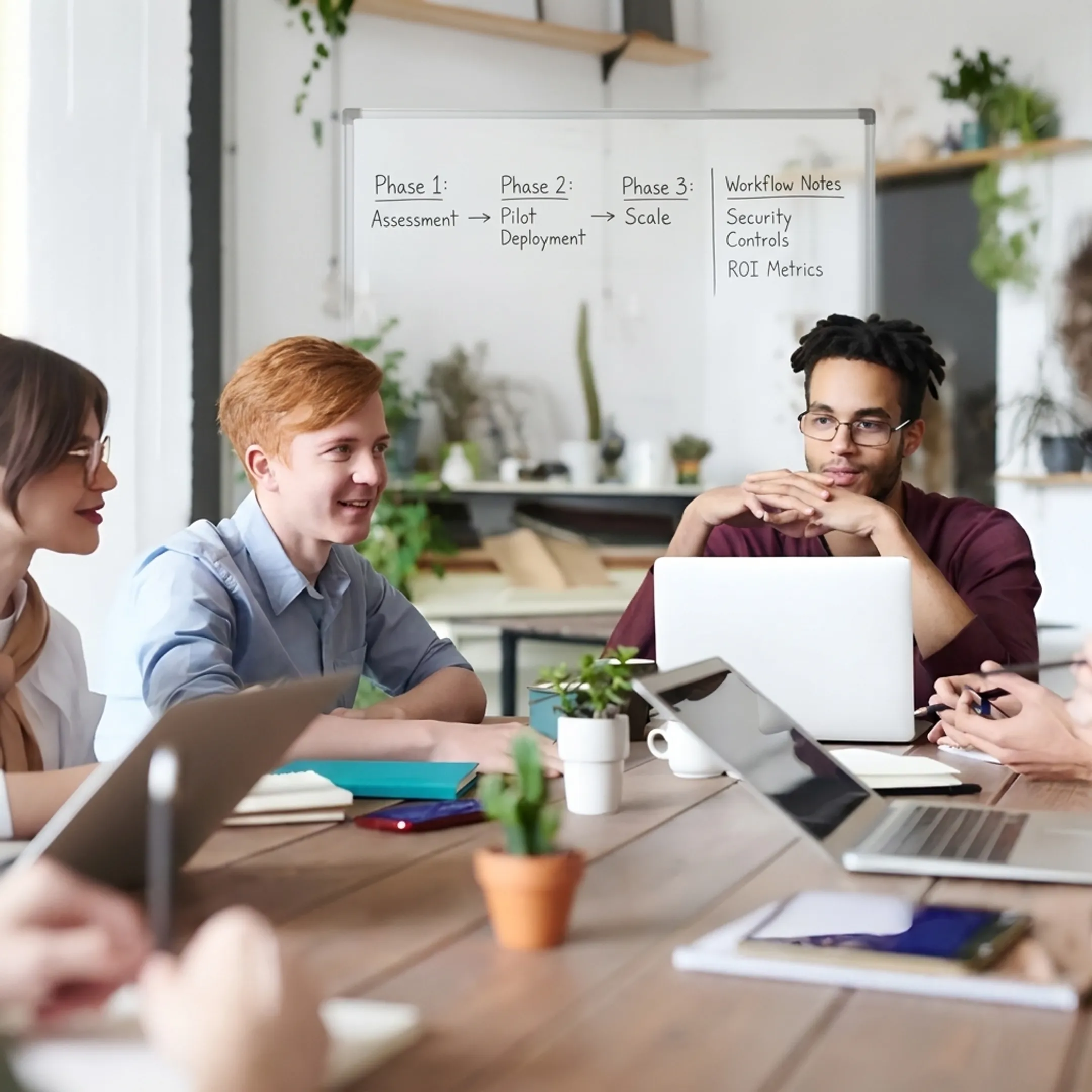 Consultant mapping an AI implementation roadmap