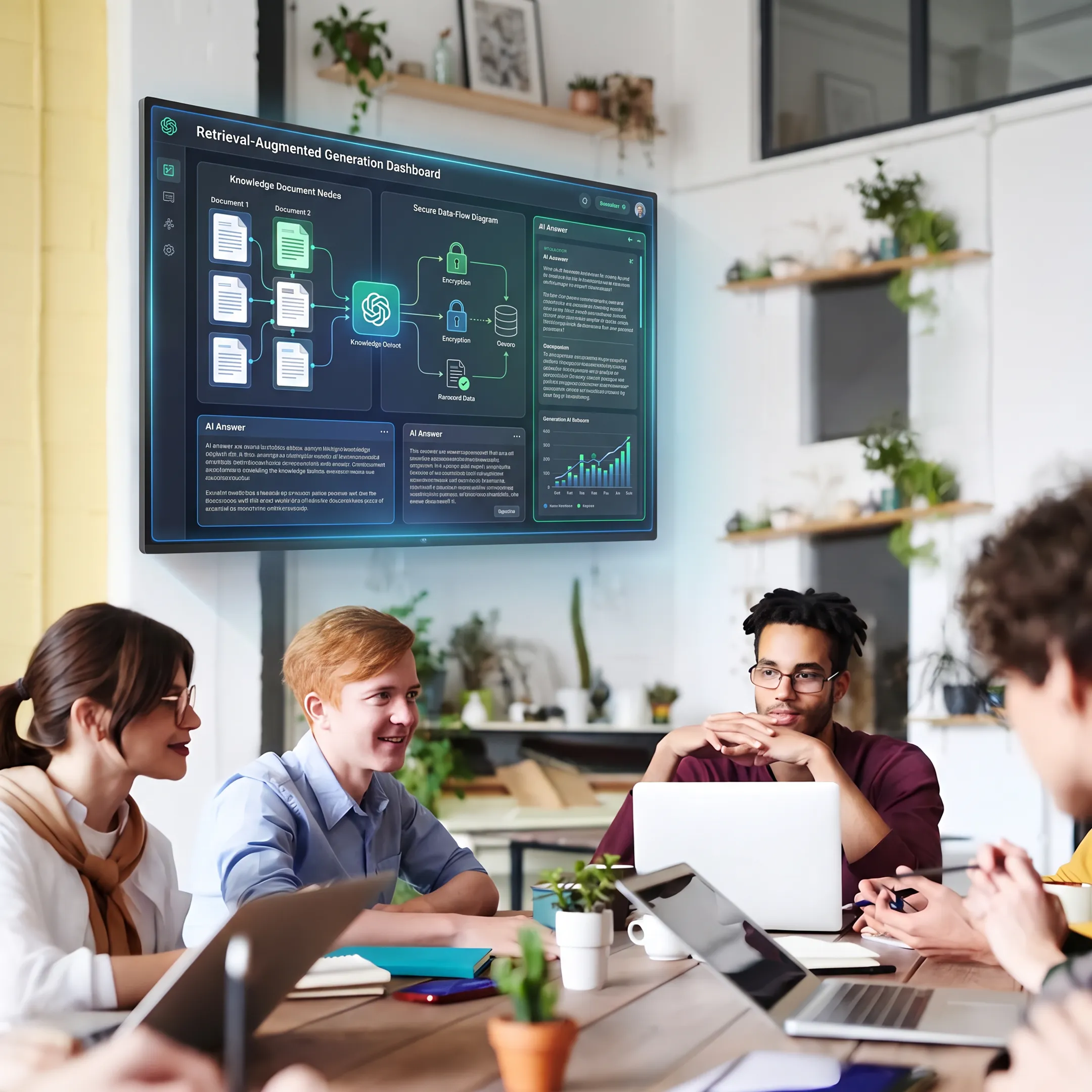 Team reviewing a custom RAG AI solution