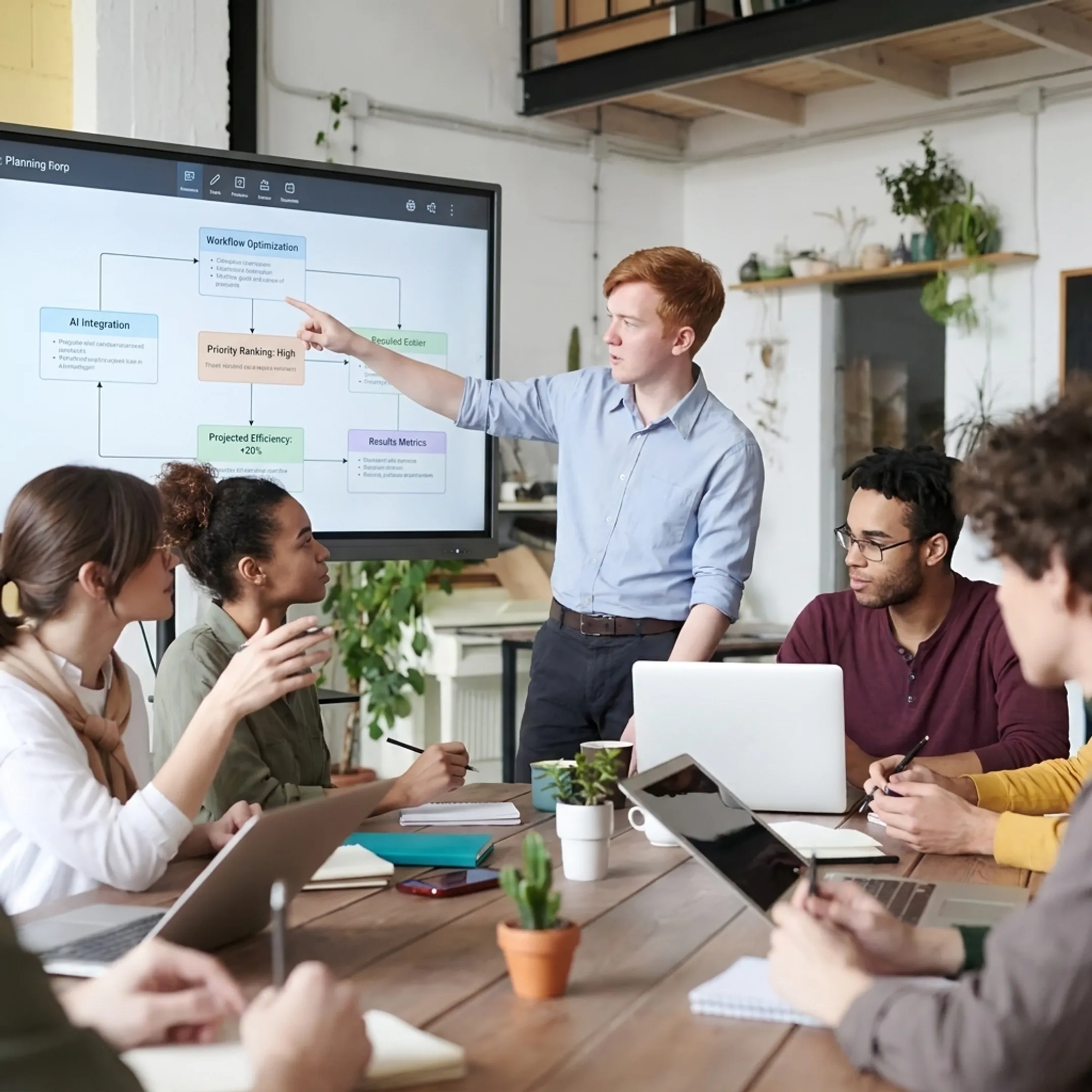 Consultant mapping AI opportunities with leaders