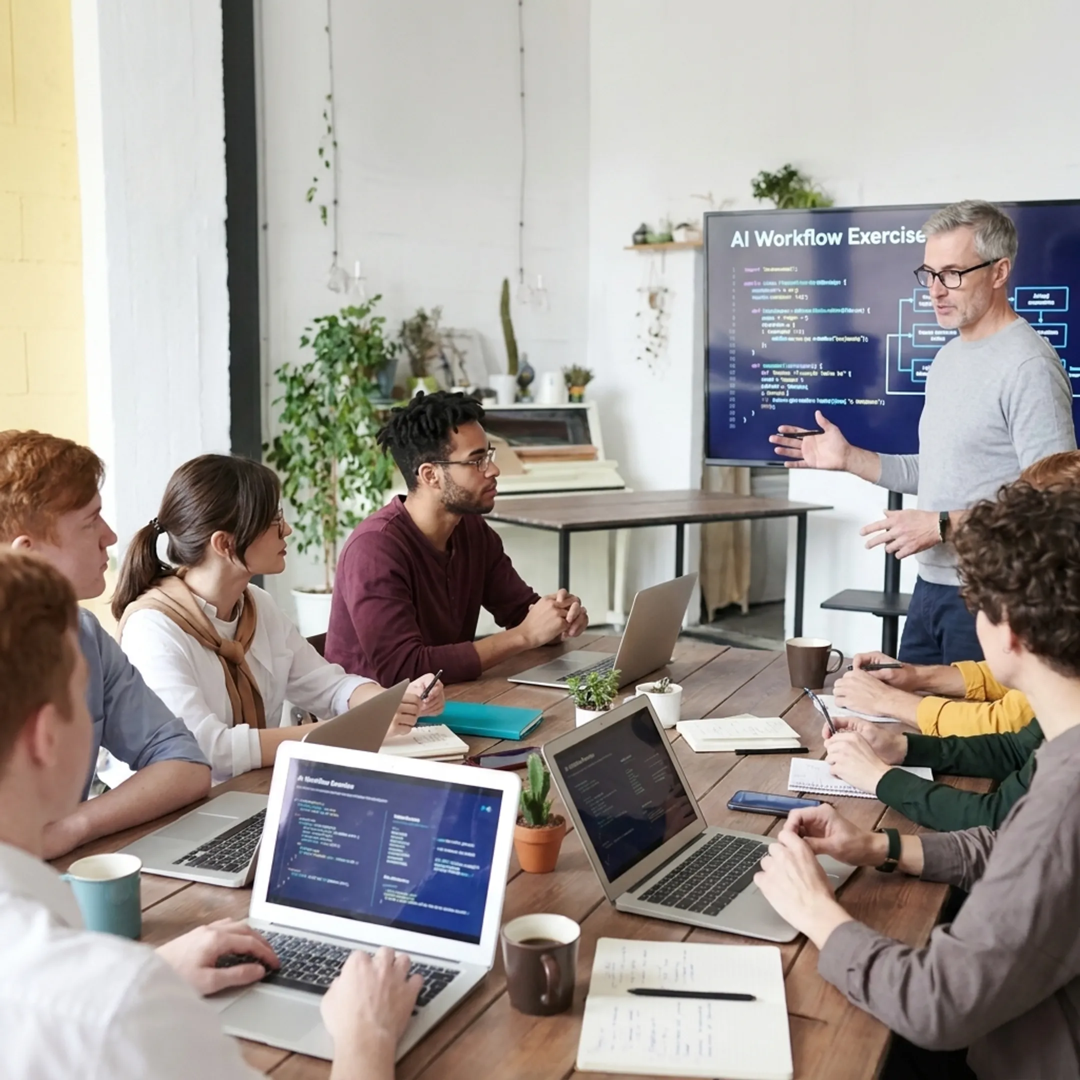 Facilitator leading an AI workflow training session