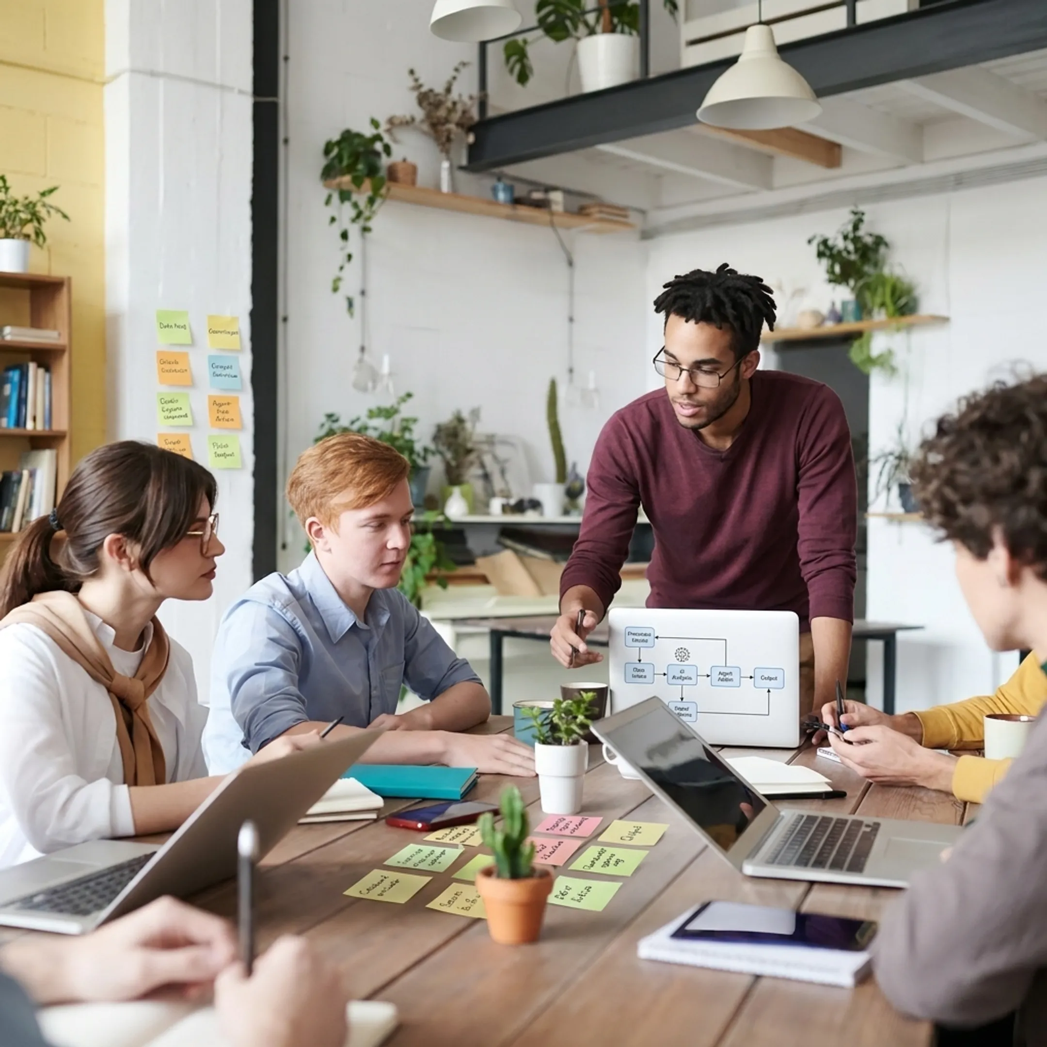 Consultant guiding a team through AI workflow planning