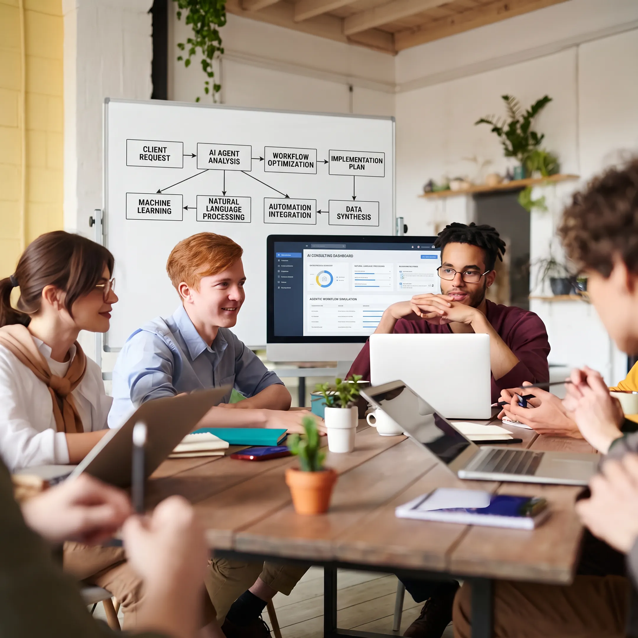 Team collaborating during an agentic AI applications workshop