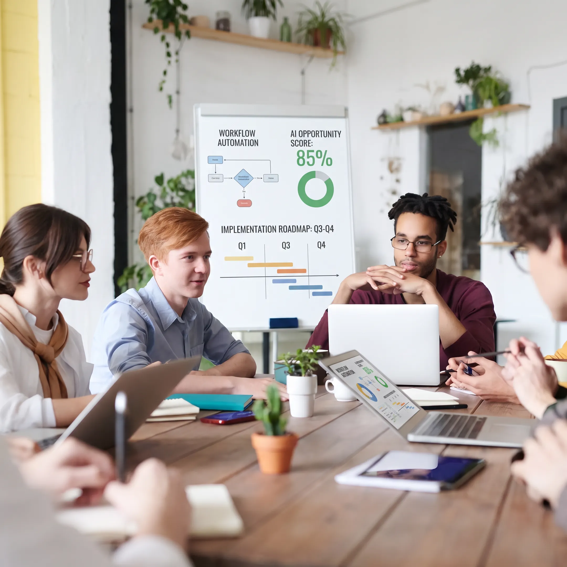 Business leaders reviewing AI opportunities