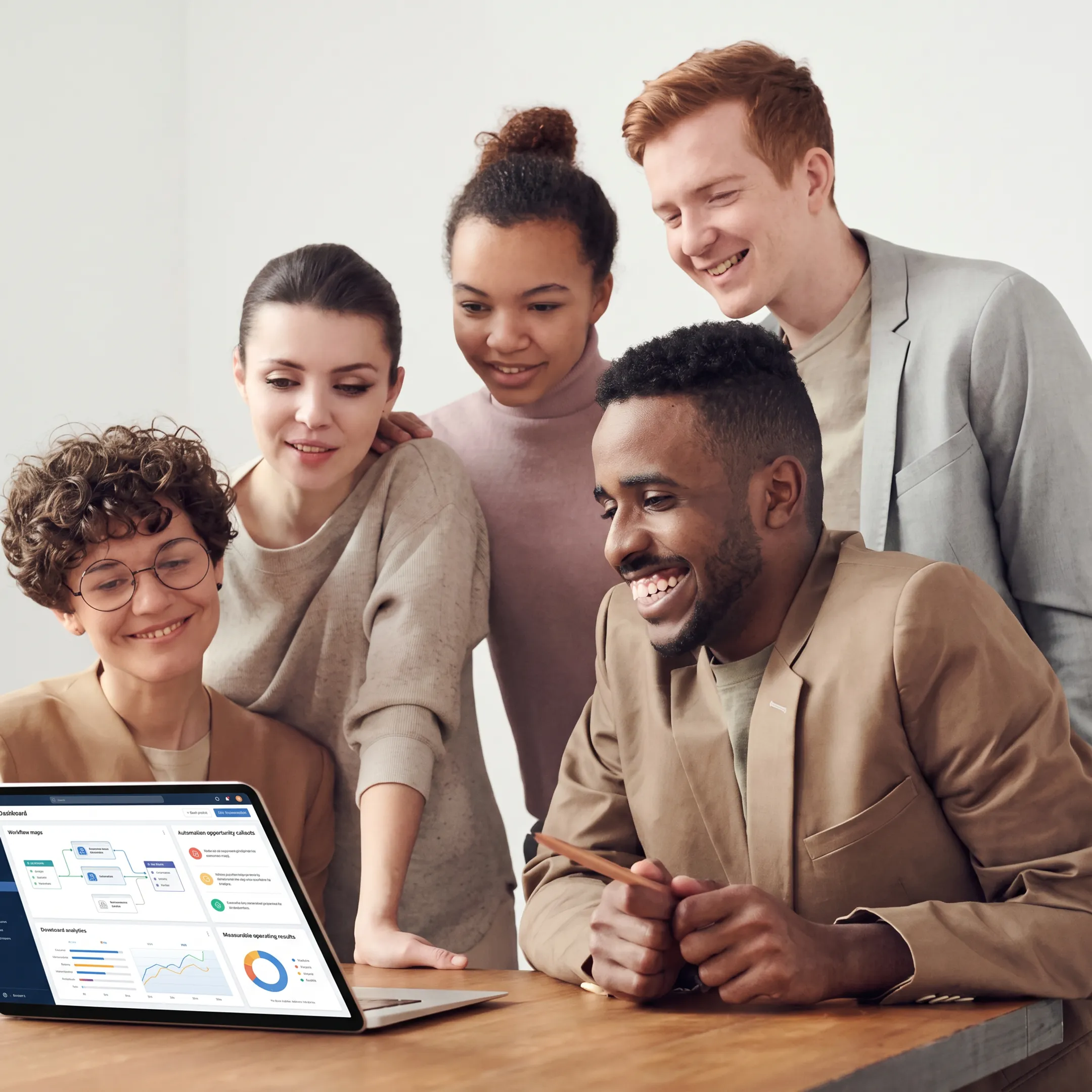 Business leaders reviewing an AI copilot workflow