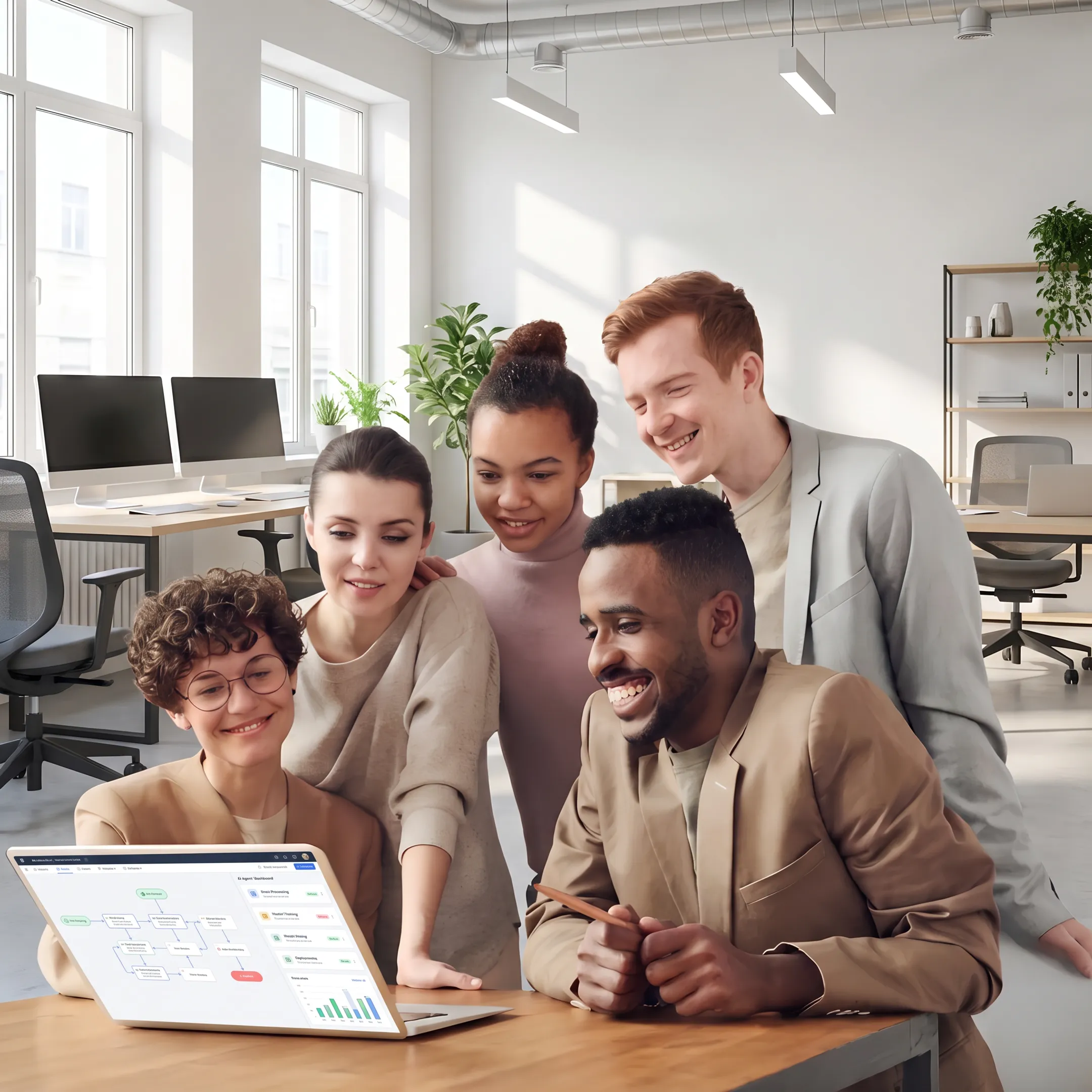 Business team reviewing an AI agent workflow