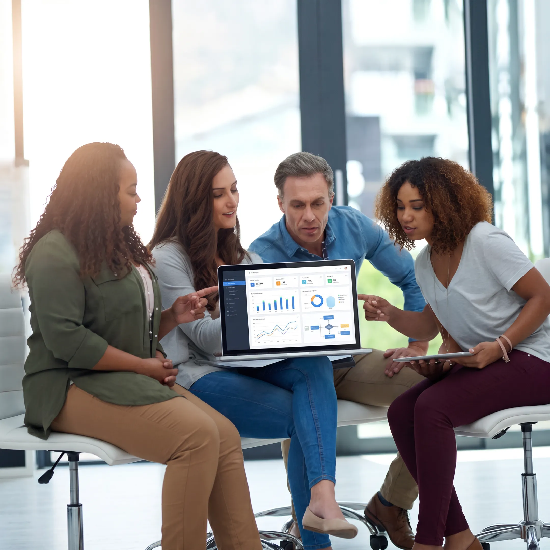 Business leaders reviewing an AI strategy