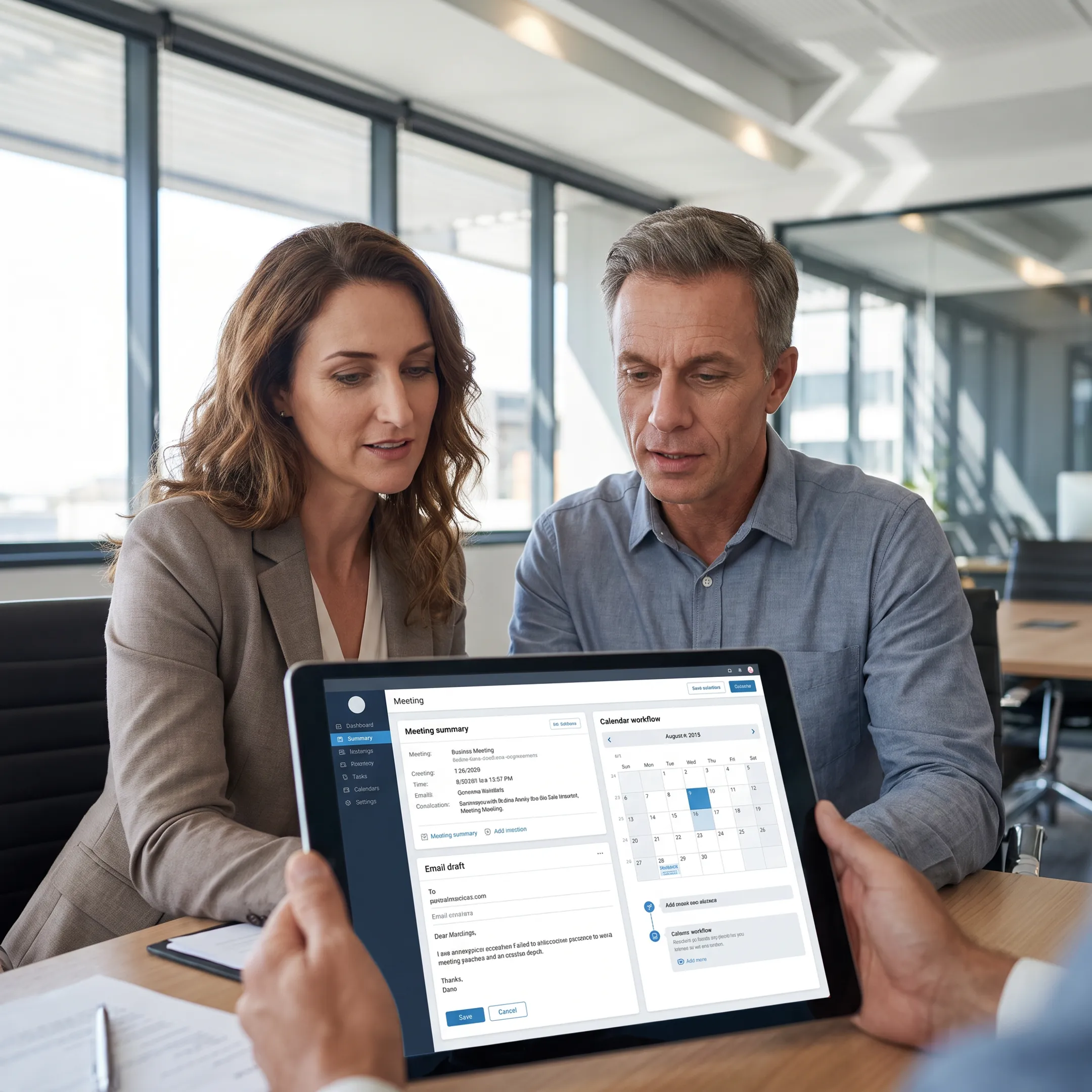 Executive assistant practicing AI workflows with a trainer