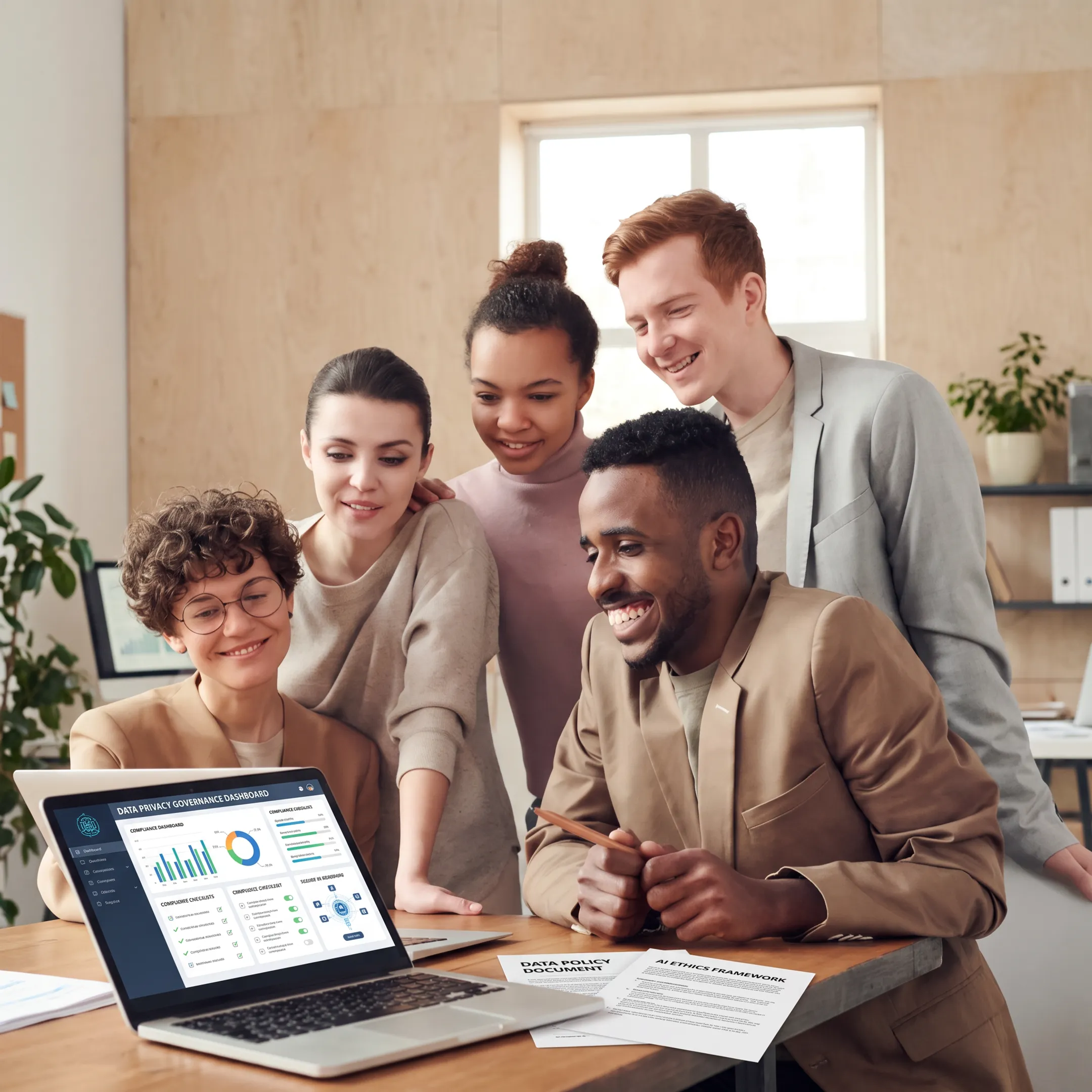 Consultants reviewing data privacy governance