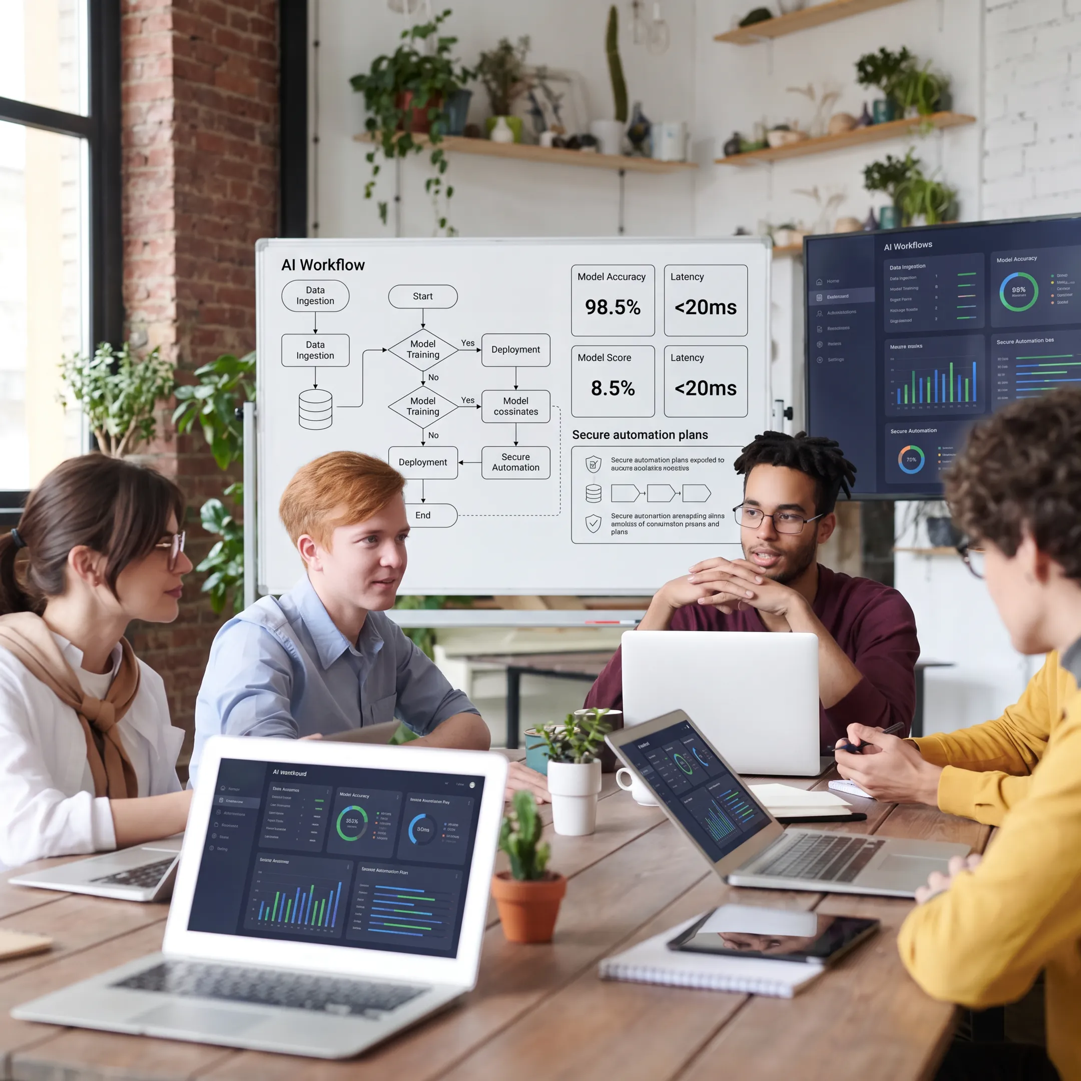 Business leaders reviewing an AI transformation strategy