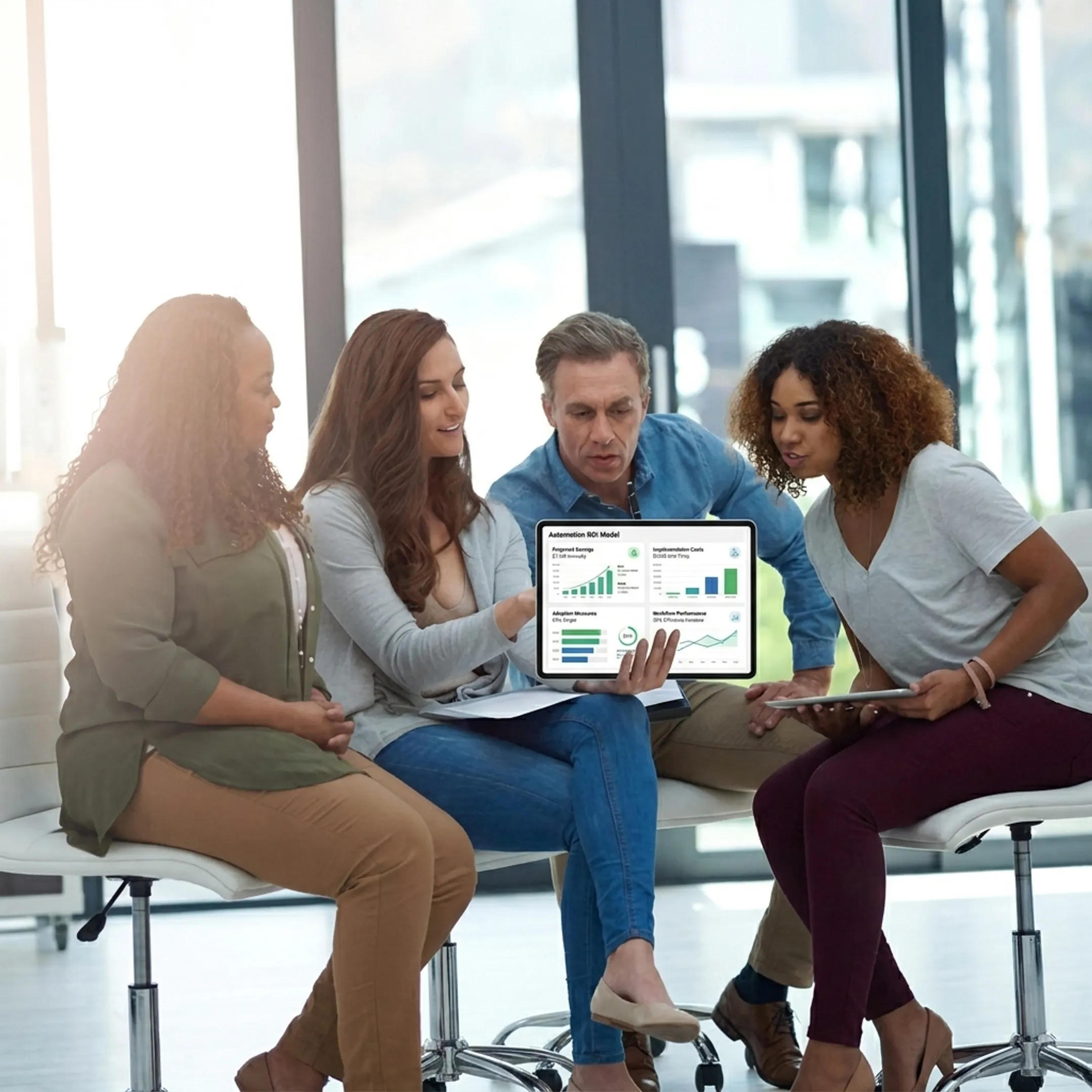 Consultant presenting an automation ROI model