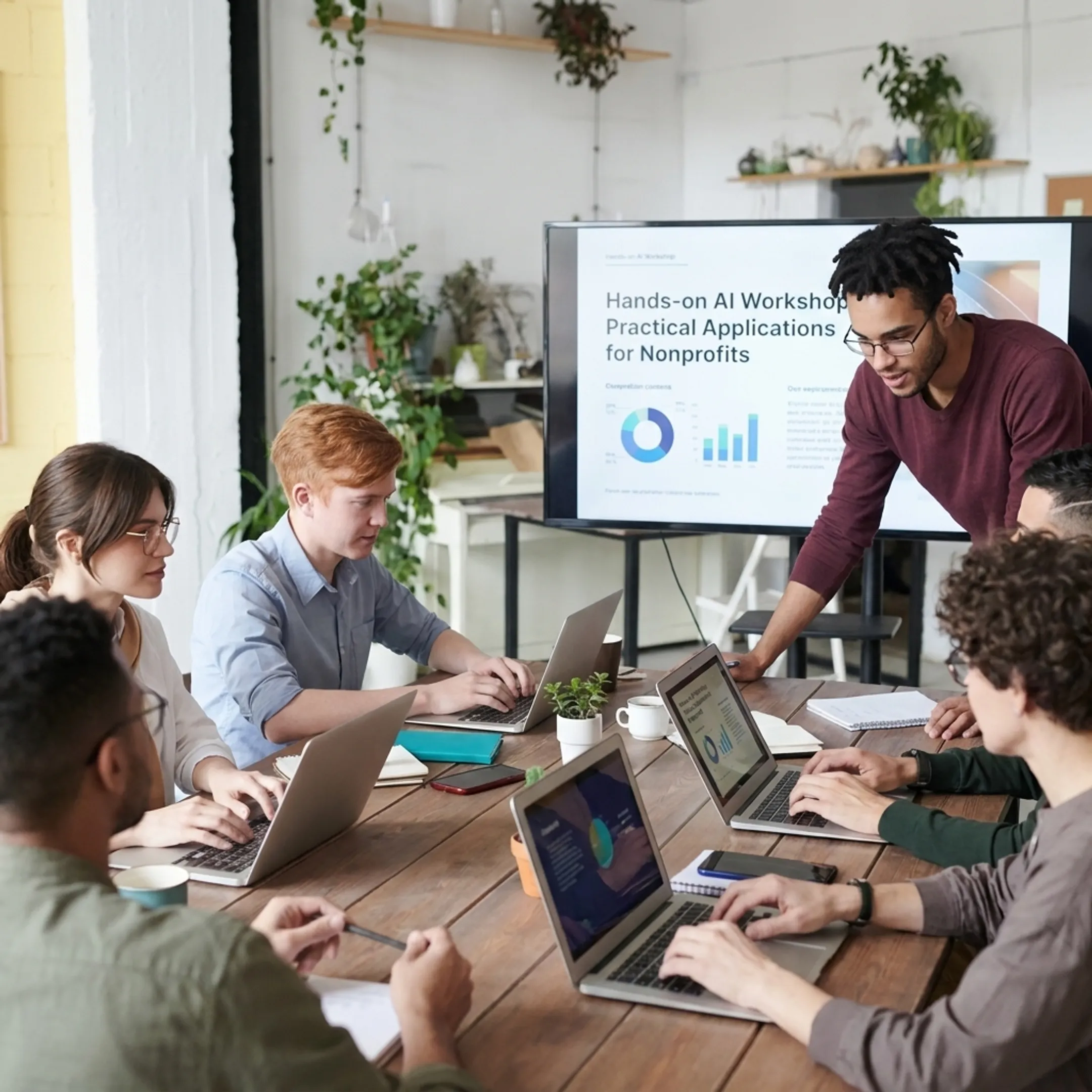 Facilitator guiding a nonprofit AI training session