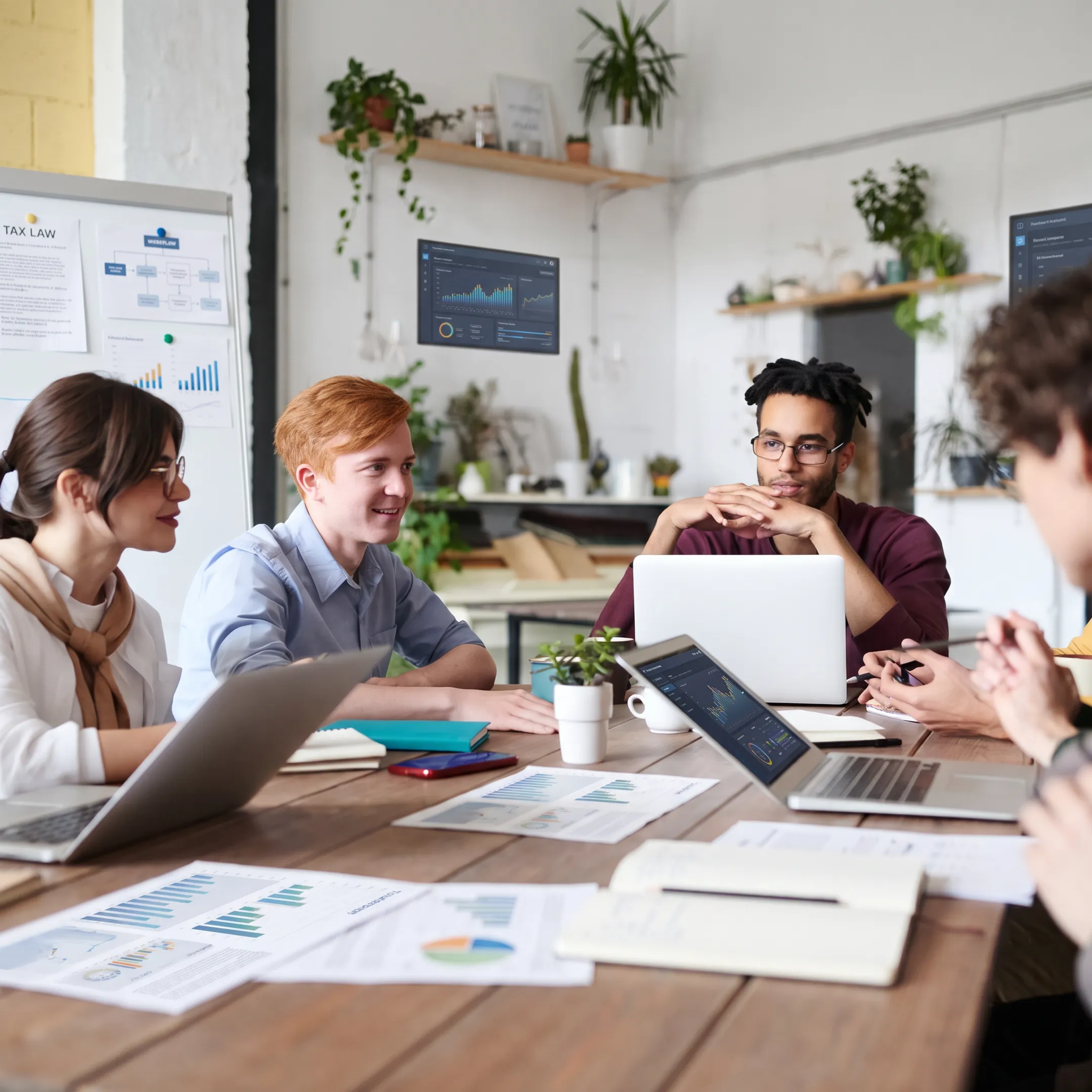 Tax professionals reviewing AI-enabled workflow data