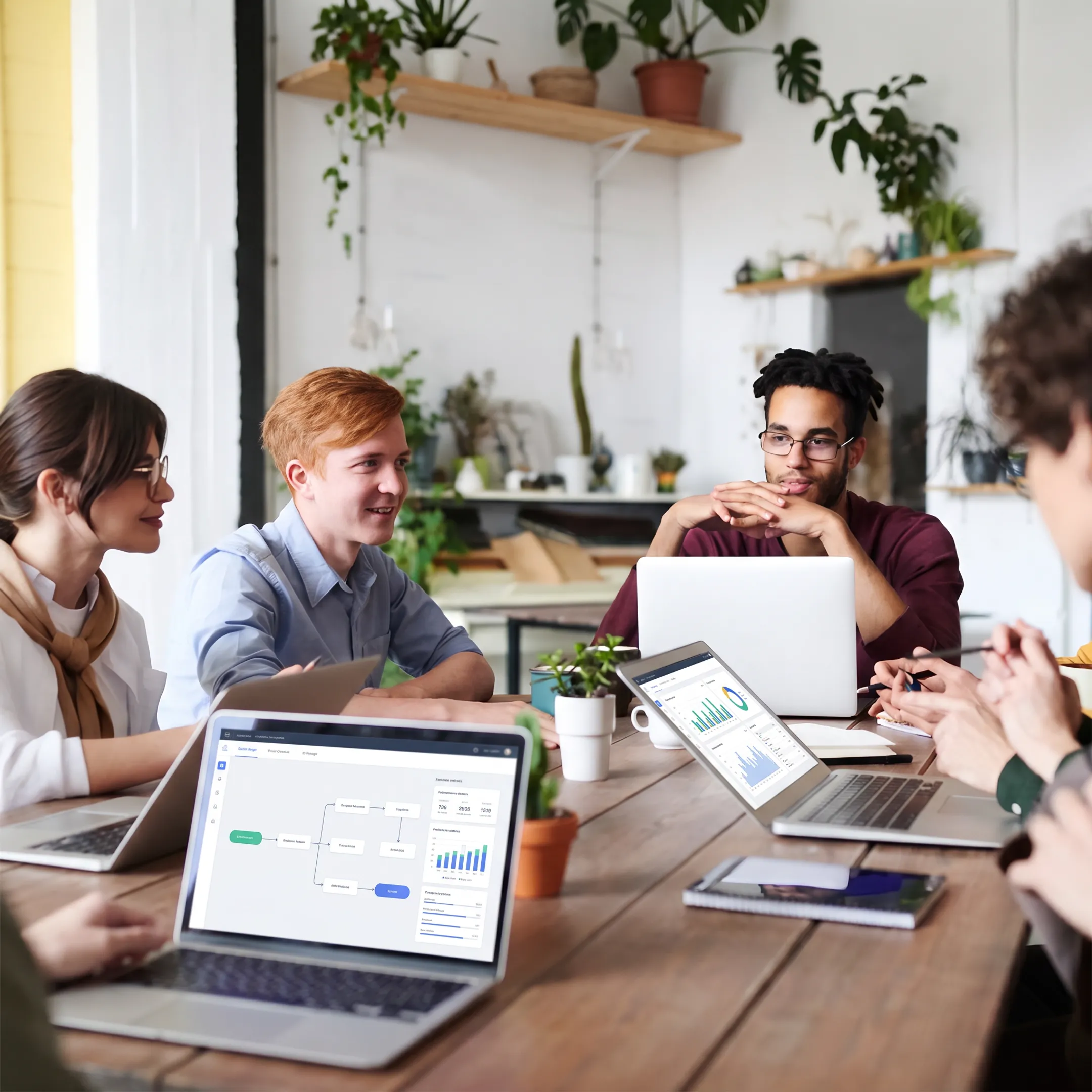 Business leaders reviewing a generative AI implementation plan