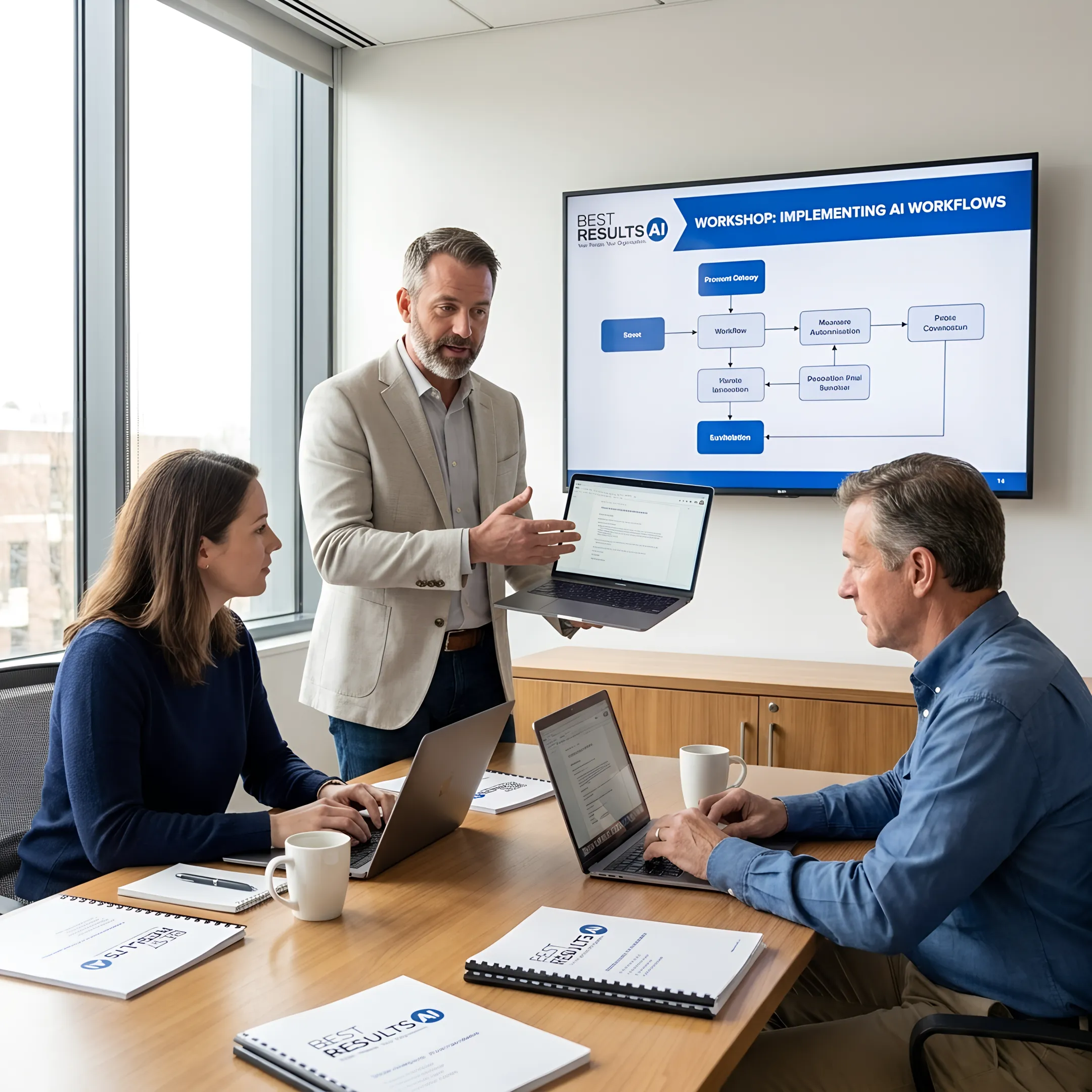 Facilitator guiding a small business AI workshop