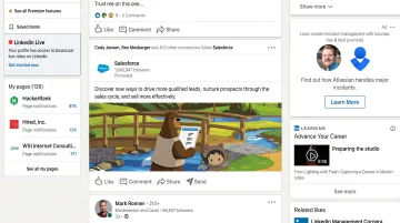 LinkedIn news feed showing native Sponsored Content ad placement