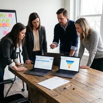Team planning a full-funnel LinkedIn advertising campaign