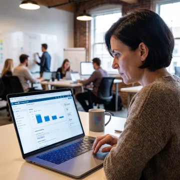 B2B marketer reviewing LinkedIn advertising performance