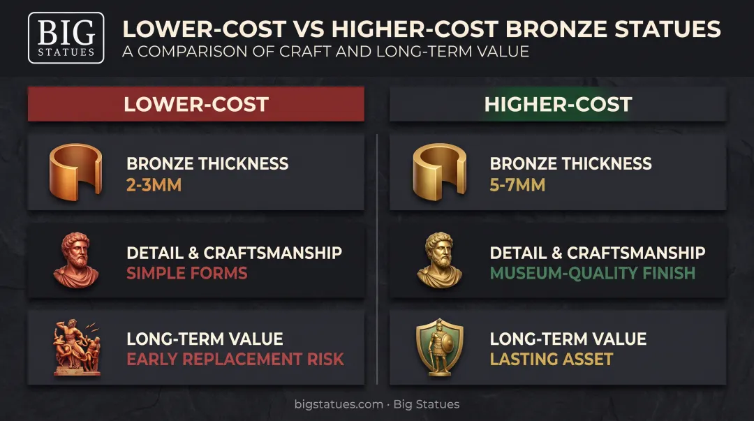 Low-cost versus high-cost bronze statue durability and craftsmanship comparison
