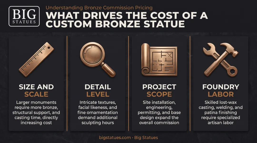 Four key cost drivers determining custom bronze sculpture pricing