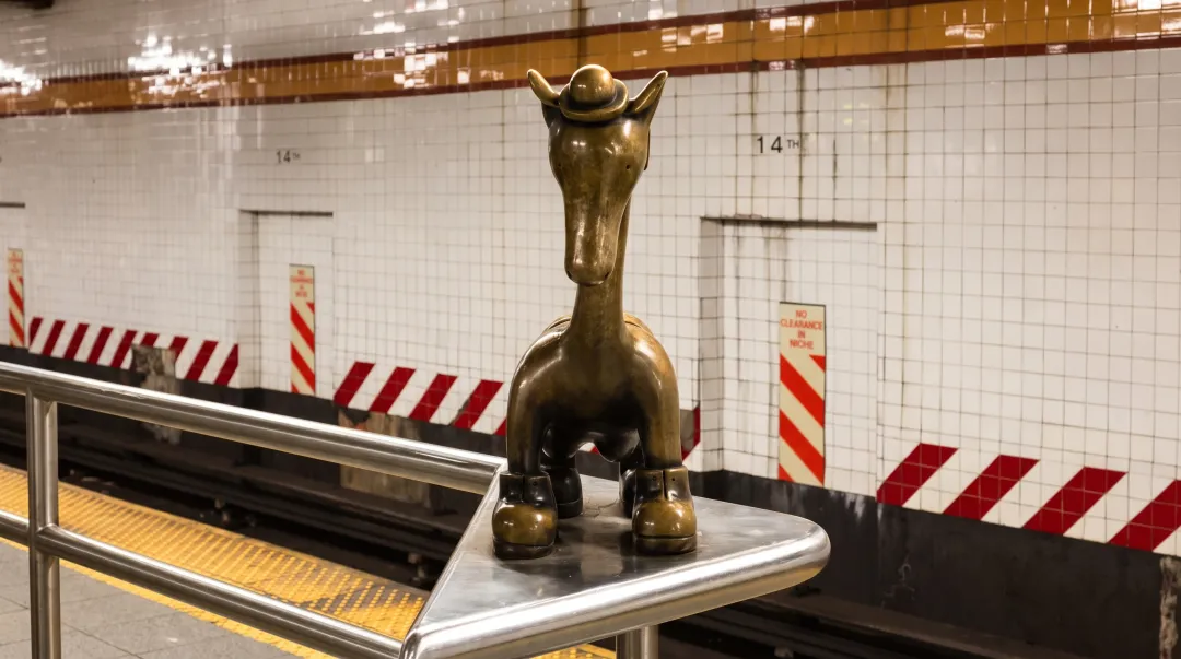 Tom Otterness Life Underground bronze figures in NYC subway station