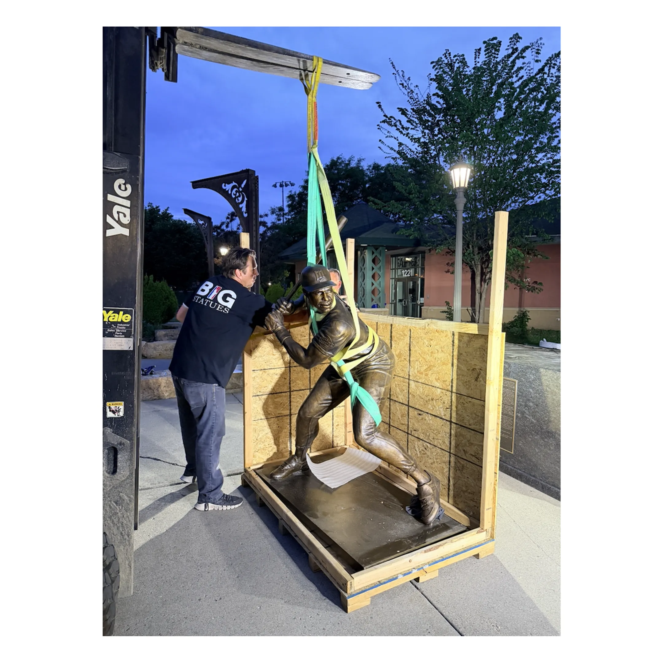 Finished life-size bronze memorial statue