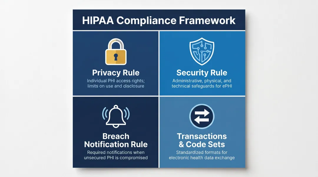 HIPAA four compliance rules framework overview benefits administration infographic