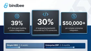 Custom HRIS integration engineering cost and time burden breakdown infographic