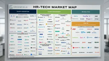 Fragmented HR technology ecosystem showing multiple disconnected HRIS and payroll platforms