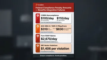 ERISA ACA COBRA daily penalty amounts comparison infographic for benefits noncompliance