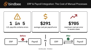 Payroll error statistics showing cost per error and frequency rate infographic