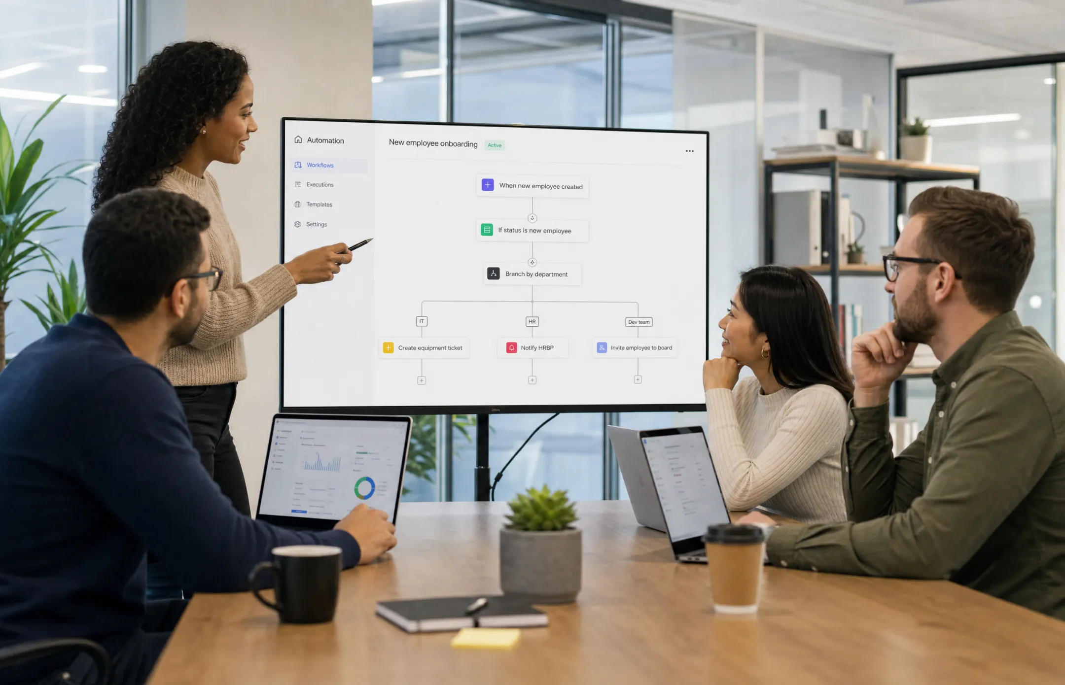 Enterprise IT team configuring automation workflows across departments