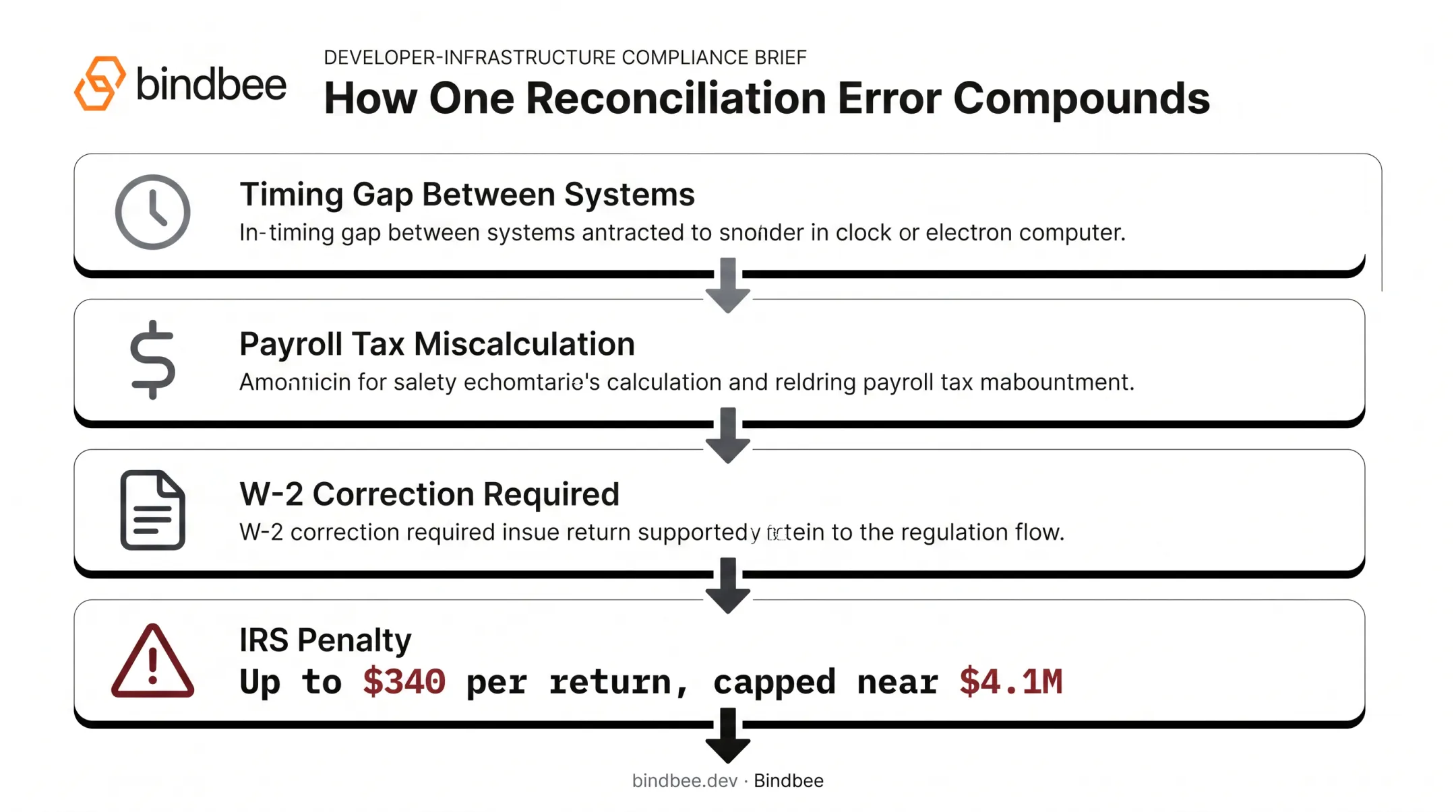 Benefits reconciliation error cascade from timing gap to IRS penalties