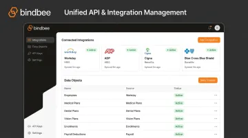 Bindbee unified API dashboard showing HRIS integrations benefits data and sync status