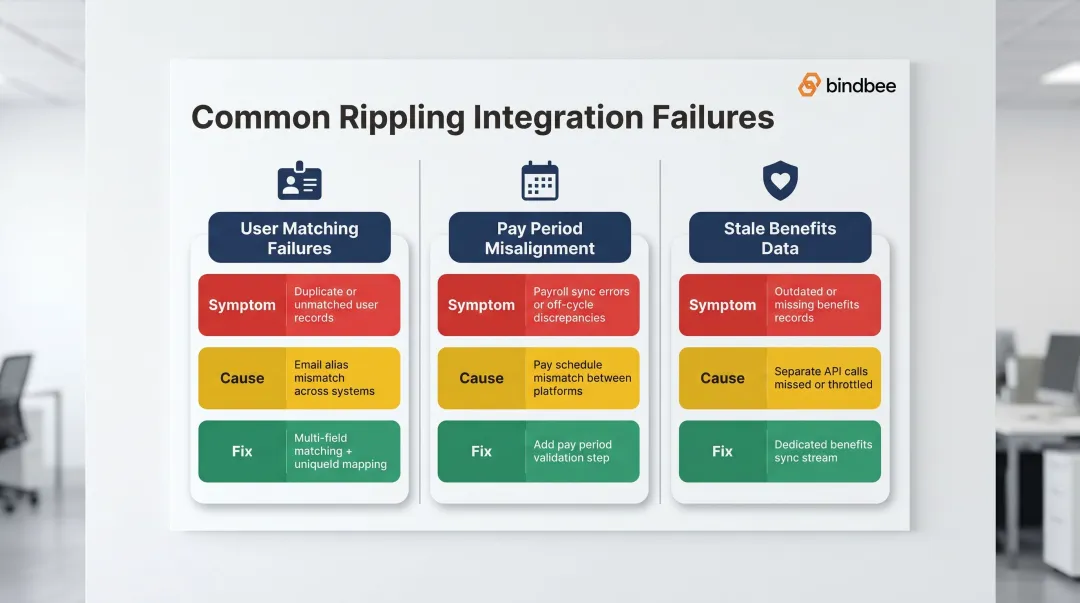 Three common Rippling integration failure types causes and fixes comparison