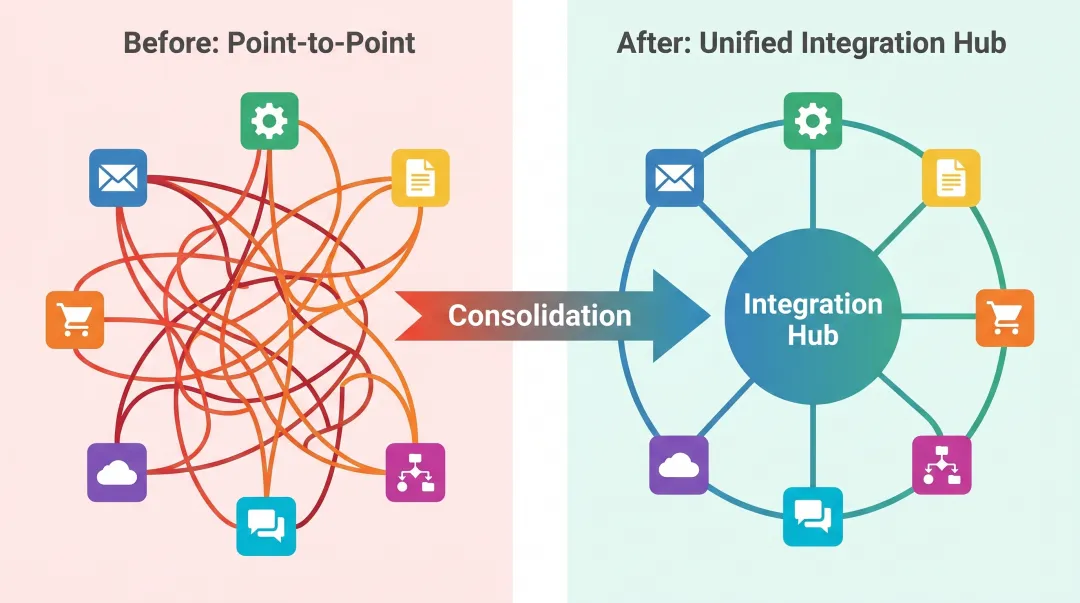 Fragmented point-to-point API integrations consolidated into single unified platform layer