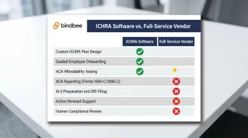 ICHRA software versus full-service vendor capability comparison chart seven features