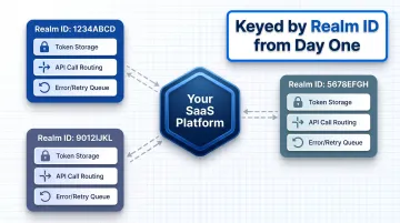 Multi-tenant QuickBooks integration architecture with per-realm token storage and routing
