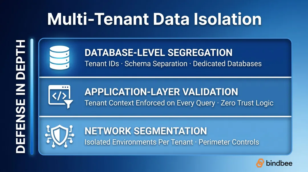Multi-tenant SaaS GDPR data isolation architecture three-layer security diagram