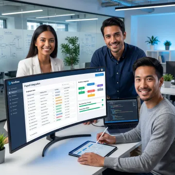 Team reviewing payroll integration workflow