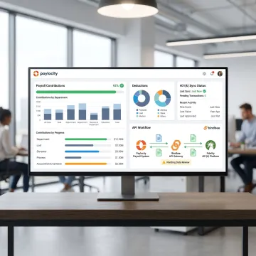Dashboard showing Paylocity 401(k) payroll integration