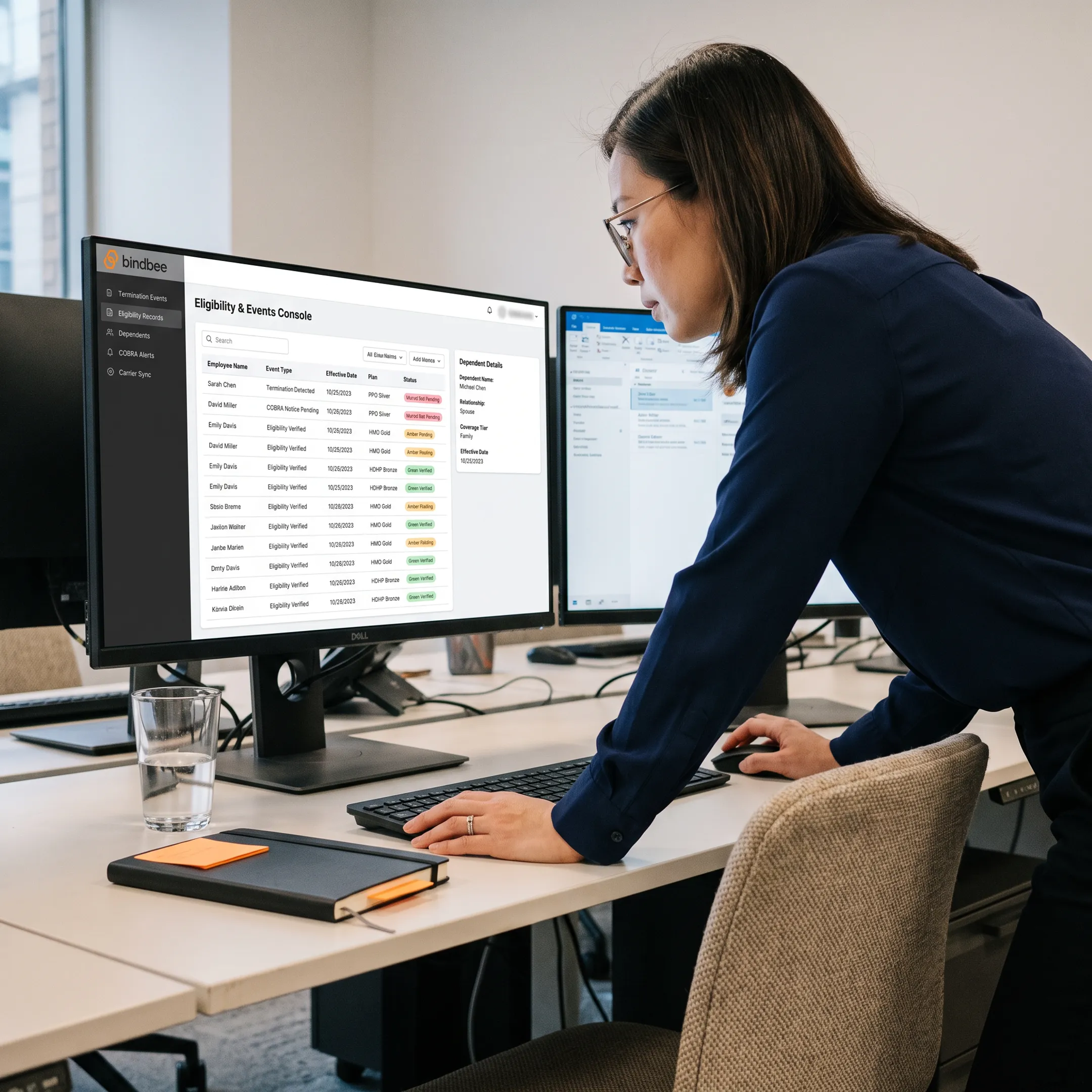 Benefits administrator reviewing COBRA eligibility data
