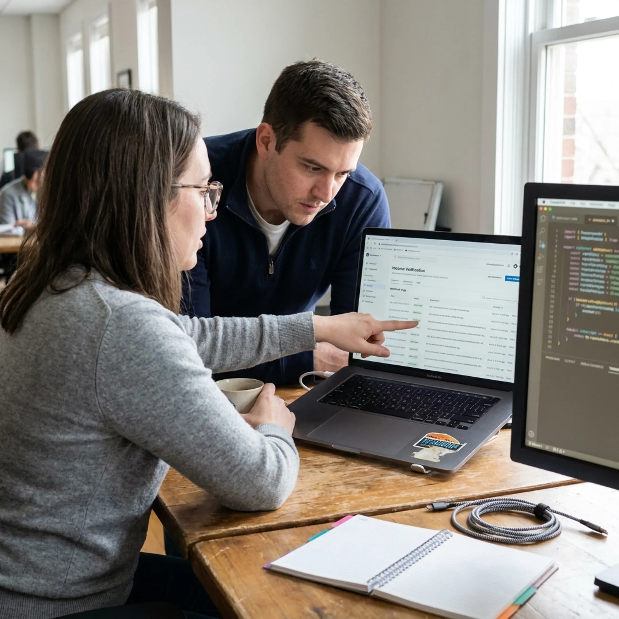 Engineering team reviewing income verification API integration