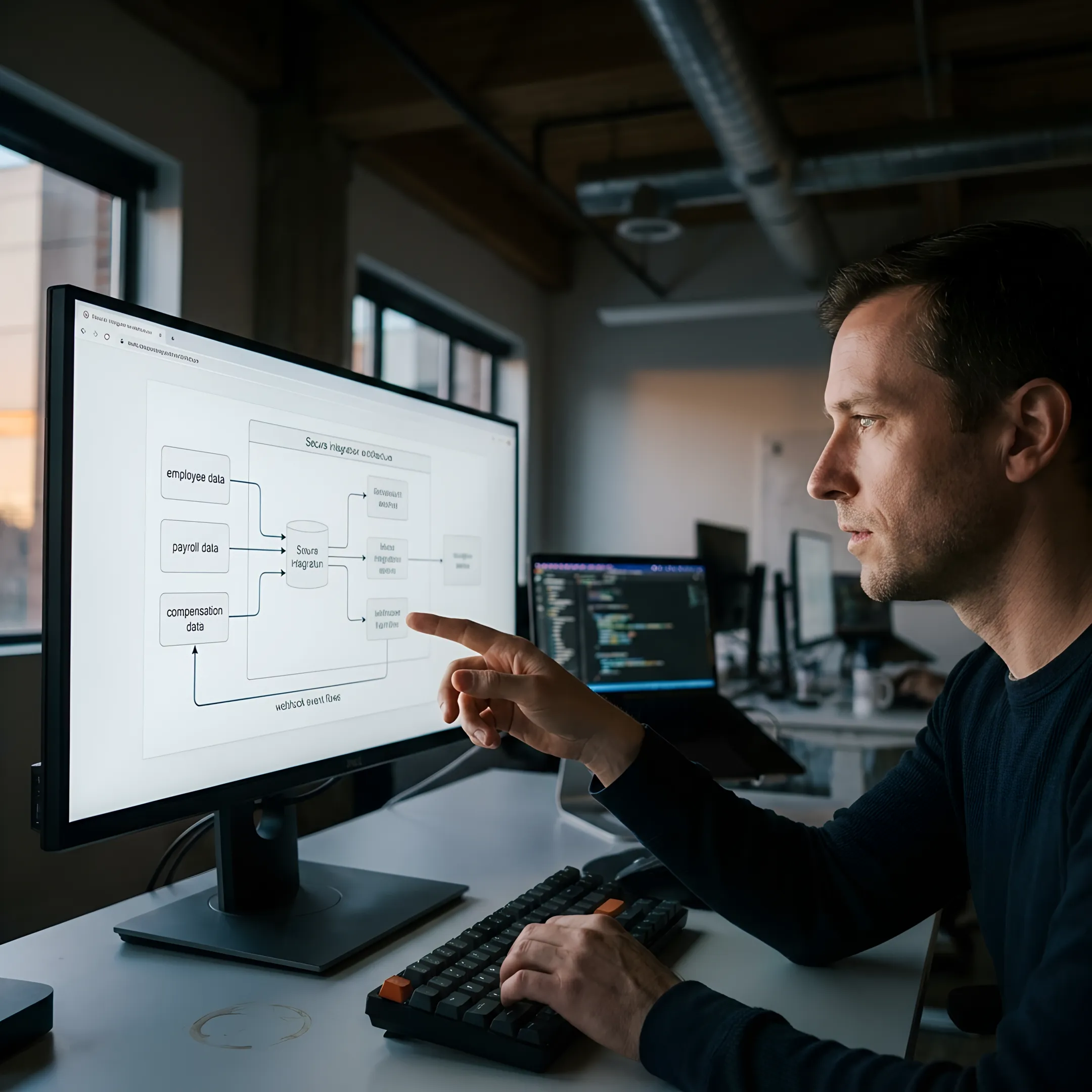 Engineer reviewing Workday integration data flow
