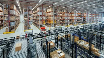 Large enterprise distribution centre with automated conveyor systems and warehouse operations