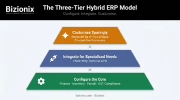 Three-layer ERP implementation model configure integrate customise sparingly pyramid